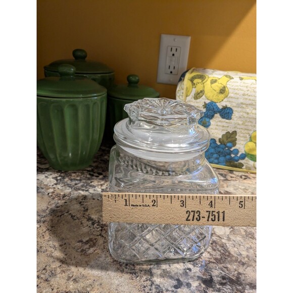 Vtg Anchor Hocking Wexford Clear USA Glass Canister Candy Jar 6.5 In - Picture 8 of 8